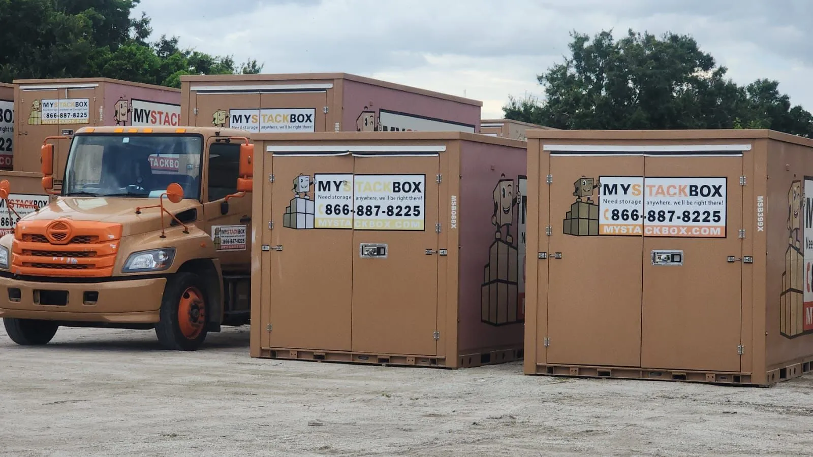 My stack box containers and trucks