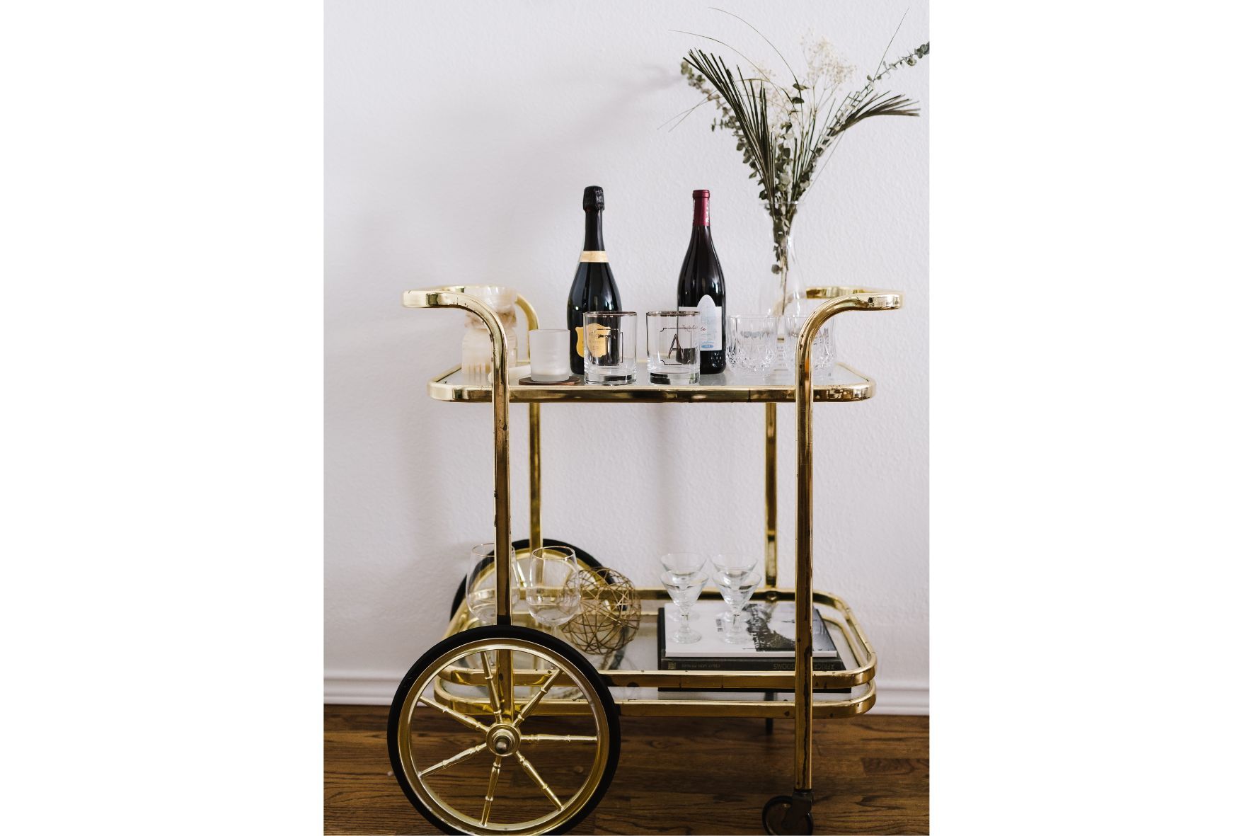 Bar cart in florida home