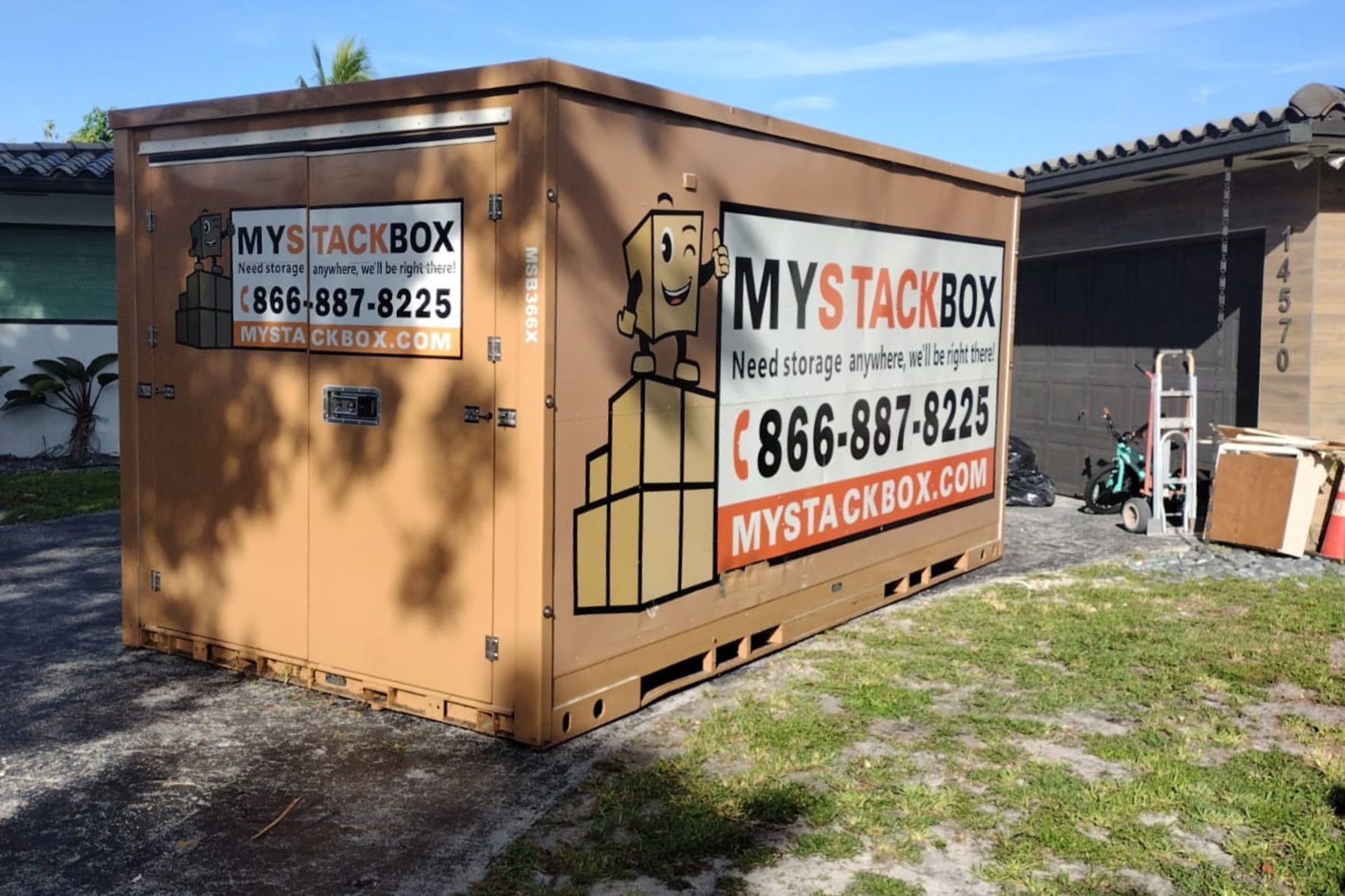 my stack box in driveway for moving house