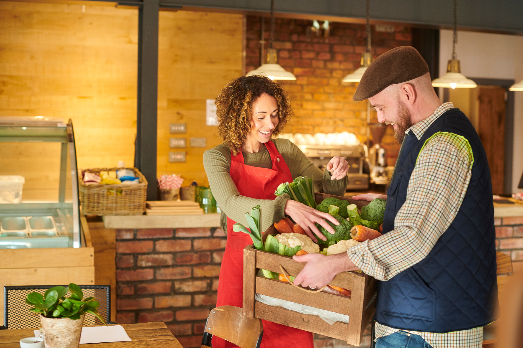 Restaurant owner receiving fresh produce