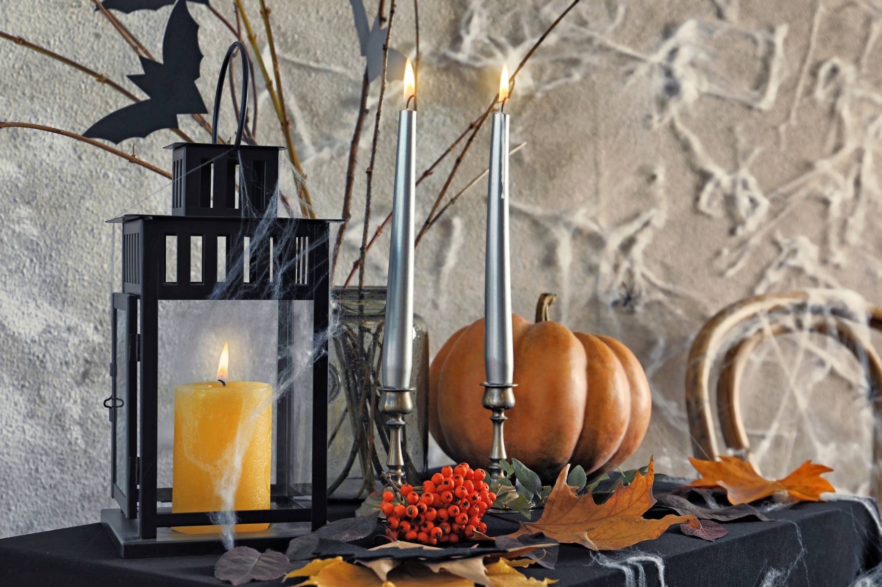 Halloween decorations on a restaurant table