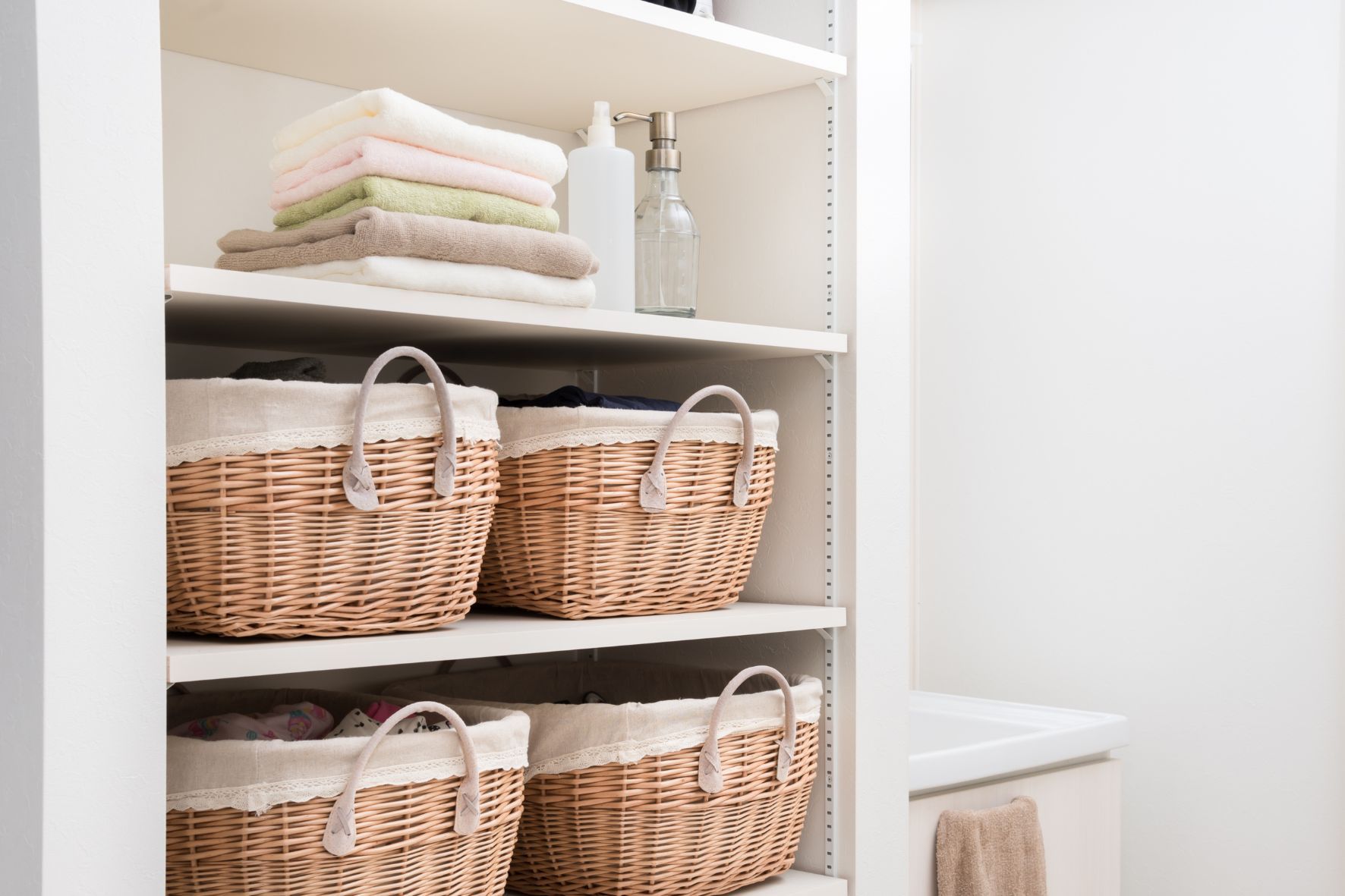 Organized bathroom shelves