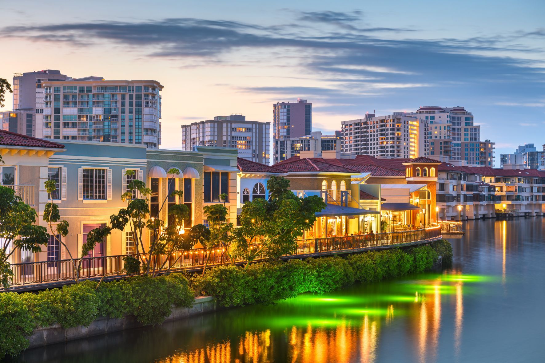 Downtown Naples Florida at sunset