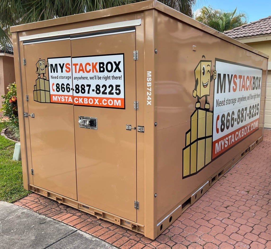 My Stack Box personal storage container on a driveway