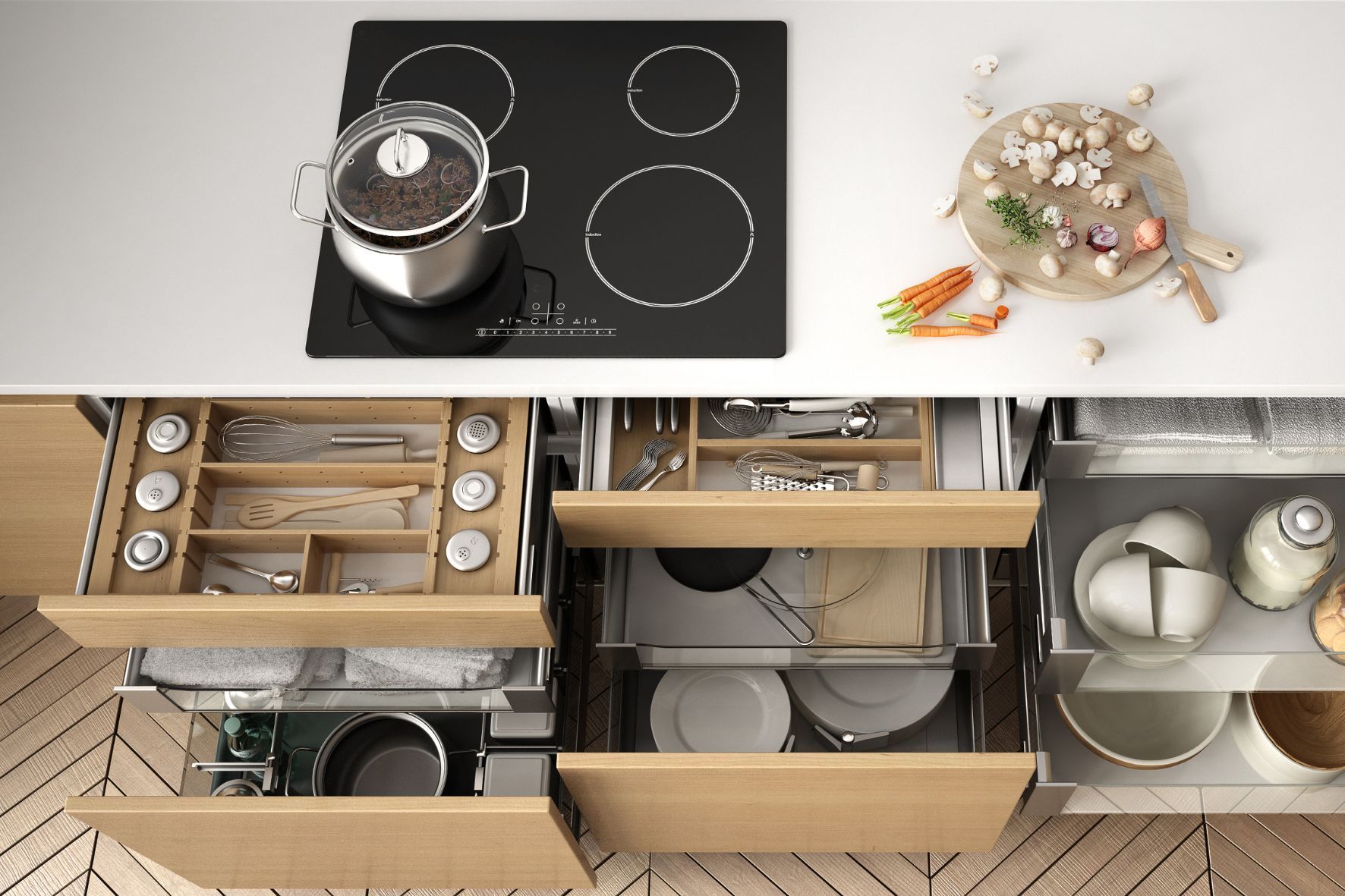 Organized kitchen drawers