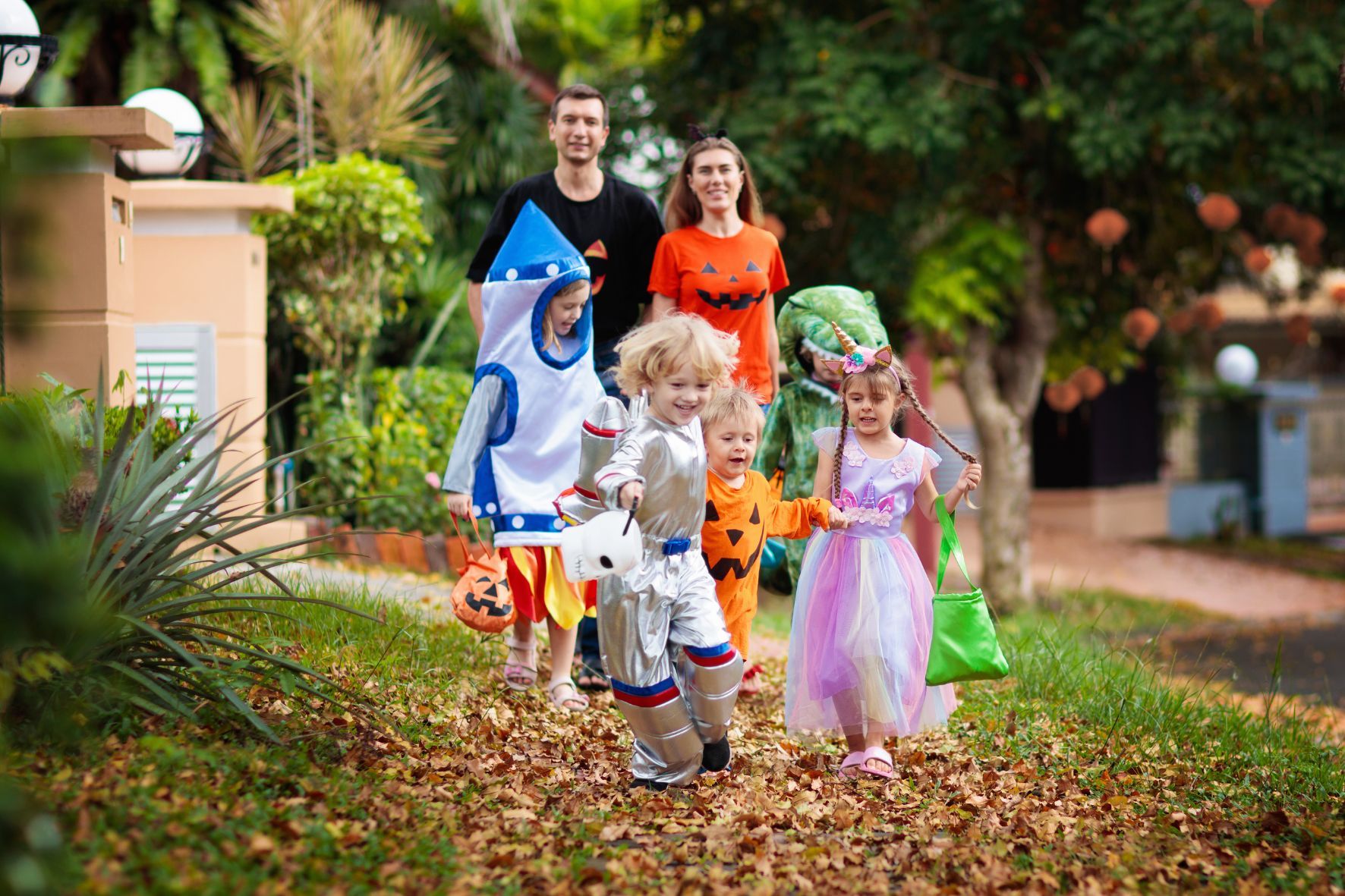 Family attending halloween event in Naples Florida