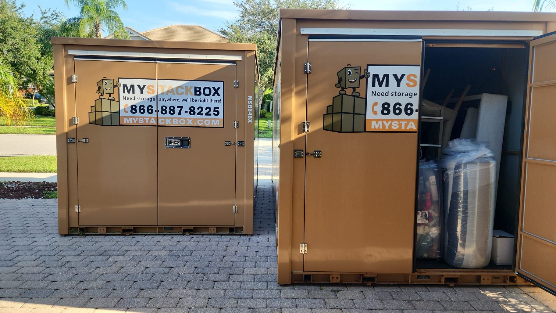 My Stack Box storage unit pod packed with belongings