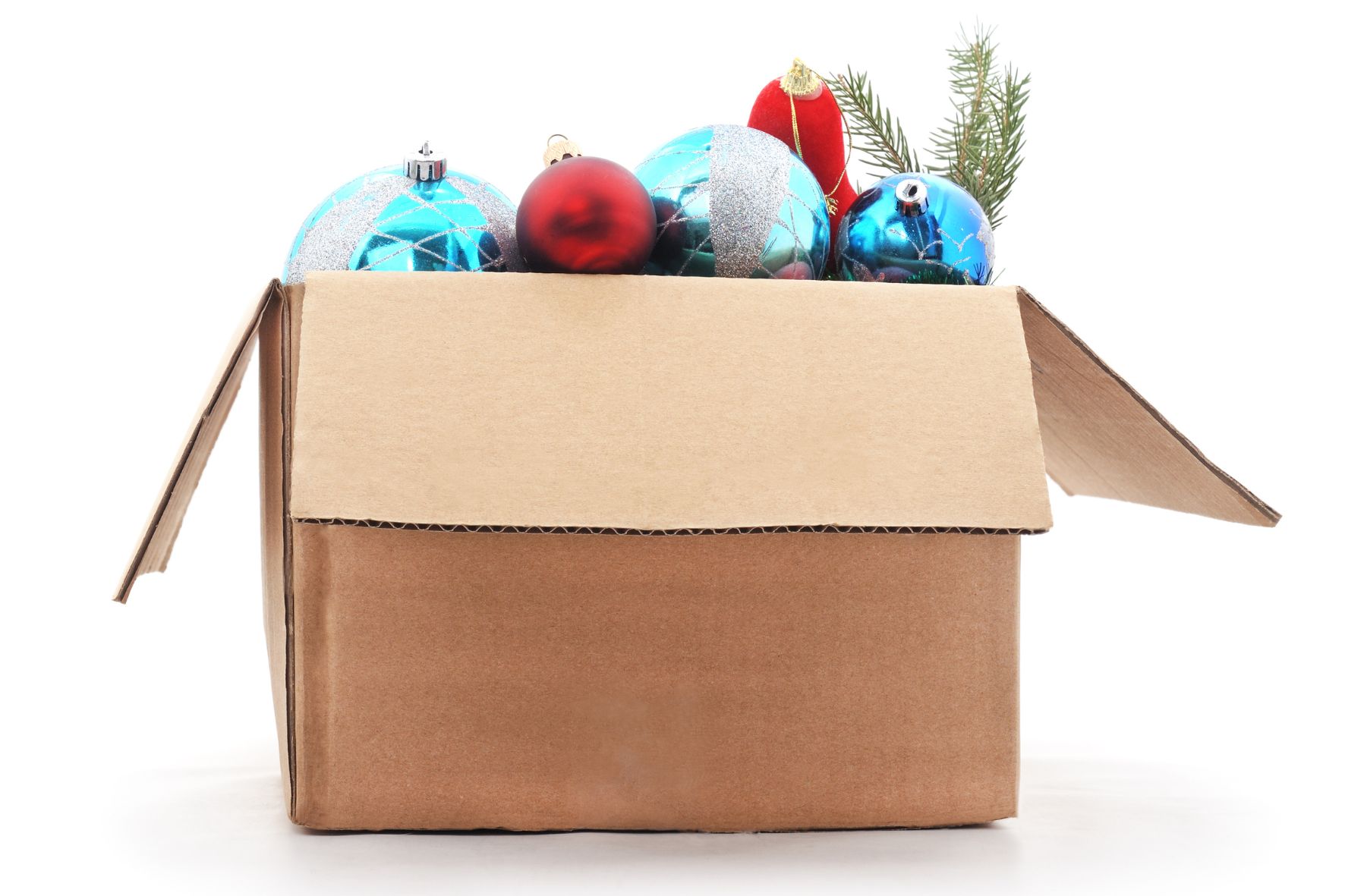 Box of christmas decorations