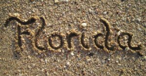 Florida written in the sand