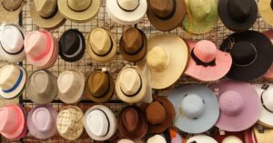 Hats displayed on a rack