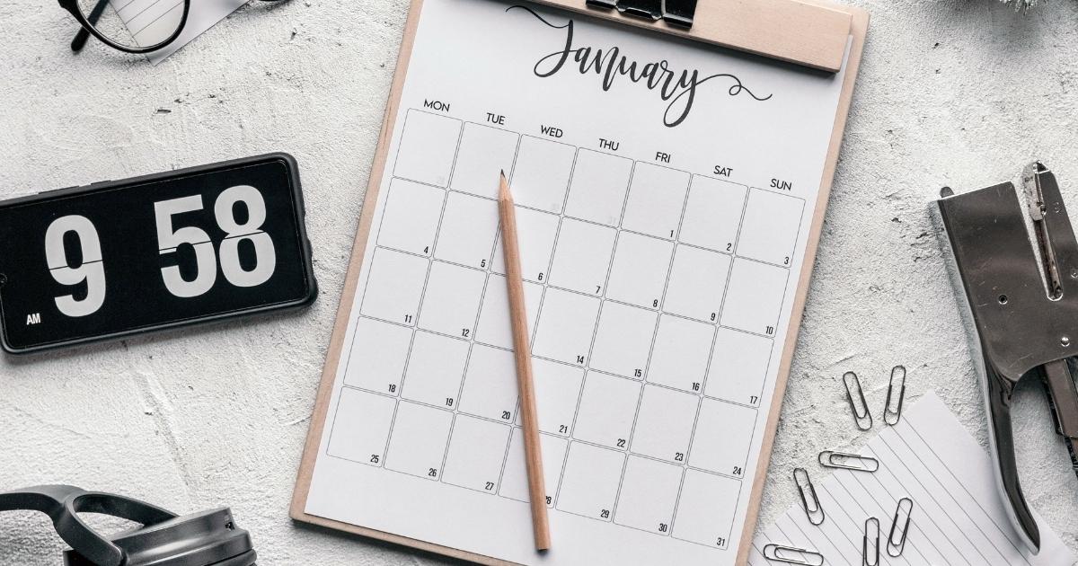 January calendar on a desk