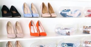 Shoe storage on a shelf