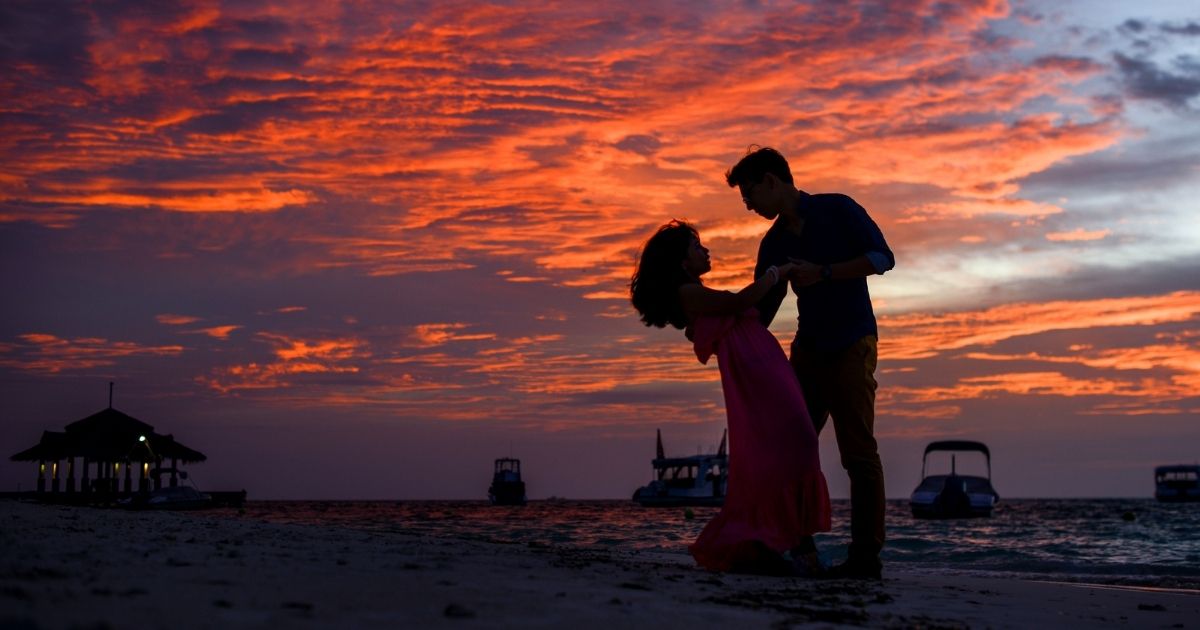 Couple at sunset in florida