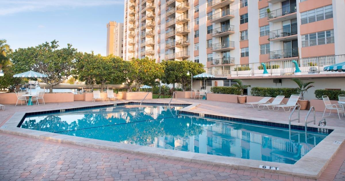 Swimming pool at condo building