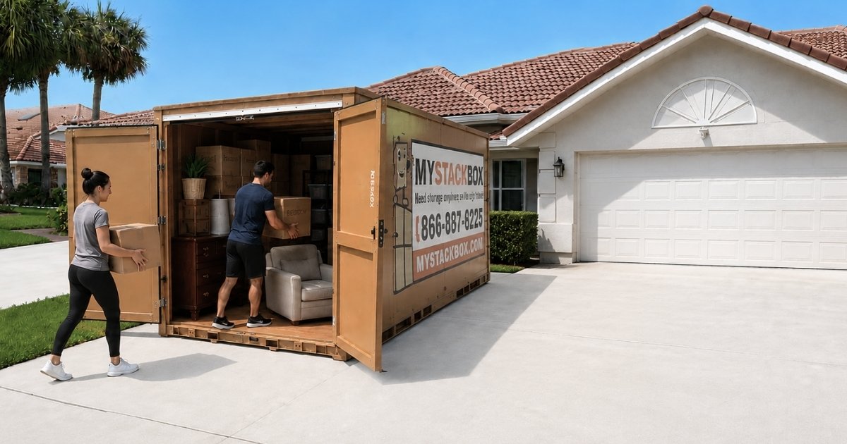 People loading a My Stack Box container
